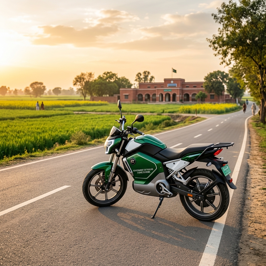 Sleek green electric bike representing the Punjab scheme